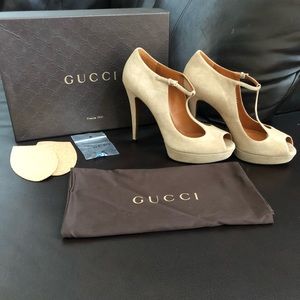 Gucci Suede Peeptoe Heels